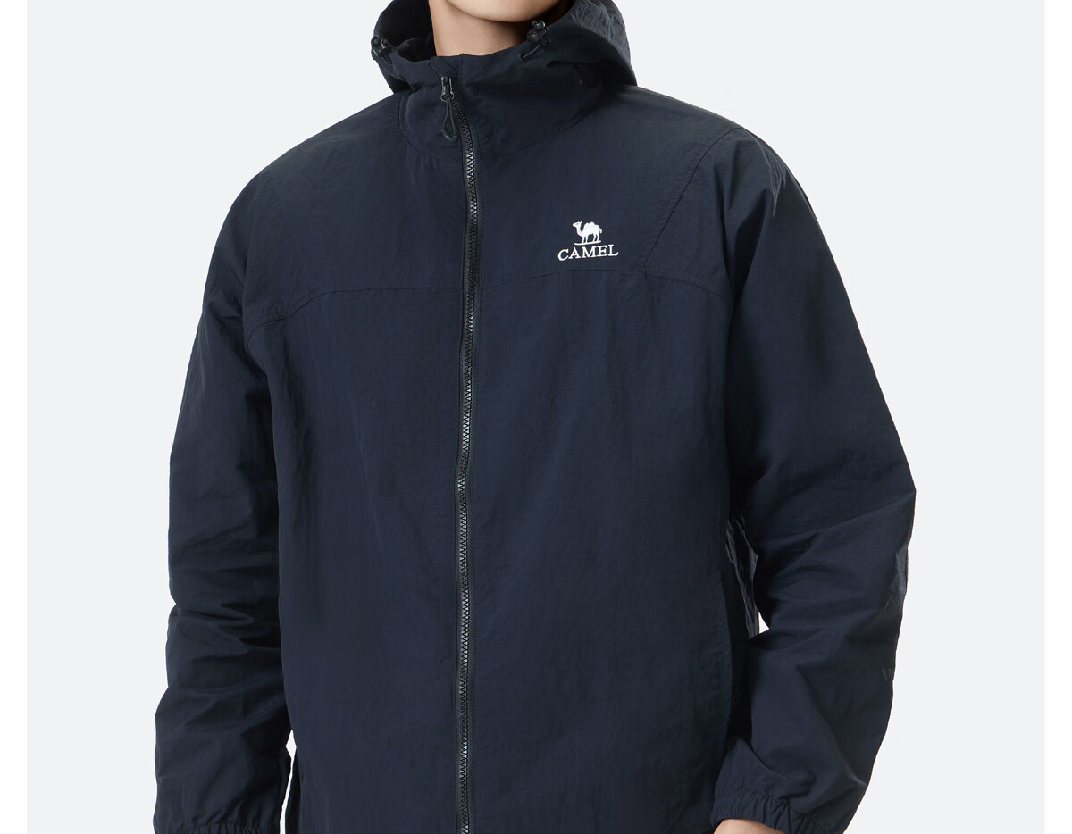 CAMEL Men's Jacket for Men And Women, Spring Outdoor Water-Repellent Oil-Resistant Ice-Feel Couple Hooded Coat M35BA6V062 36
