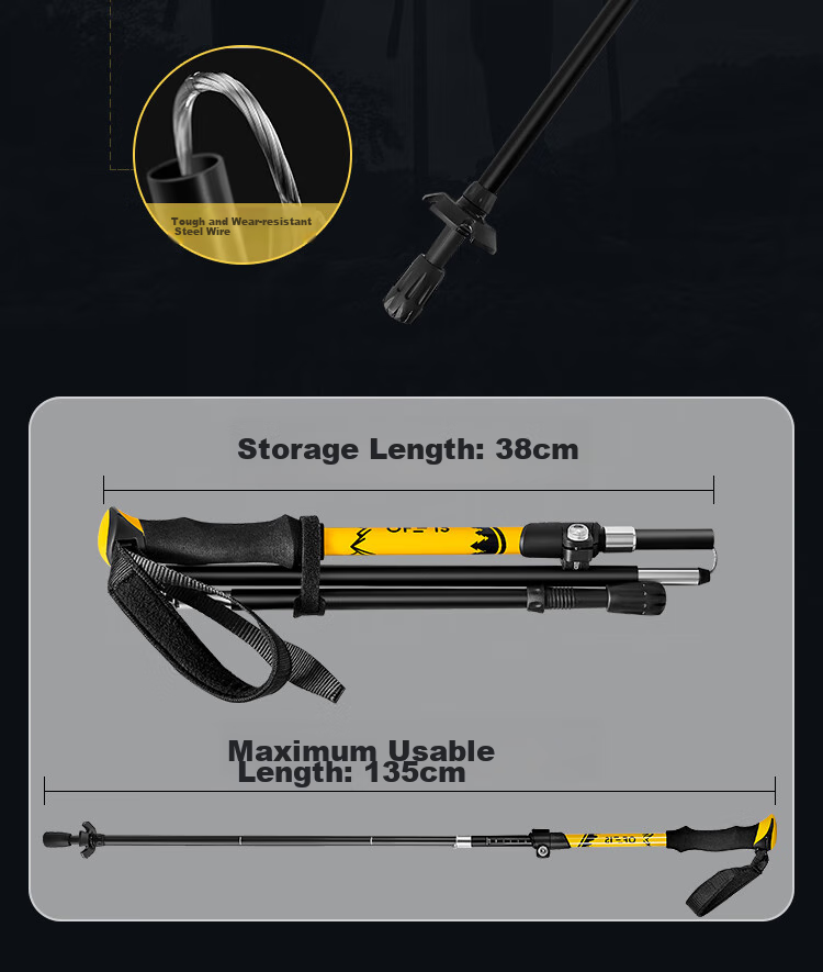 OFEIS Carbon Trekking Pole, Carbon Fiber Folding Outdoor Cane, Hiking Stick, Complete Mountaineering Equipment Set, Hiking Pole 2