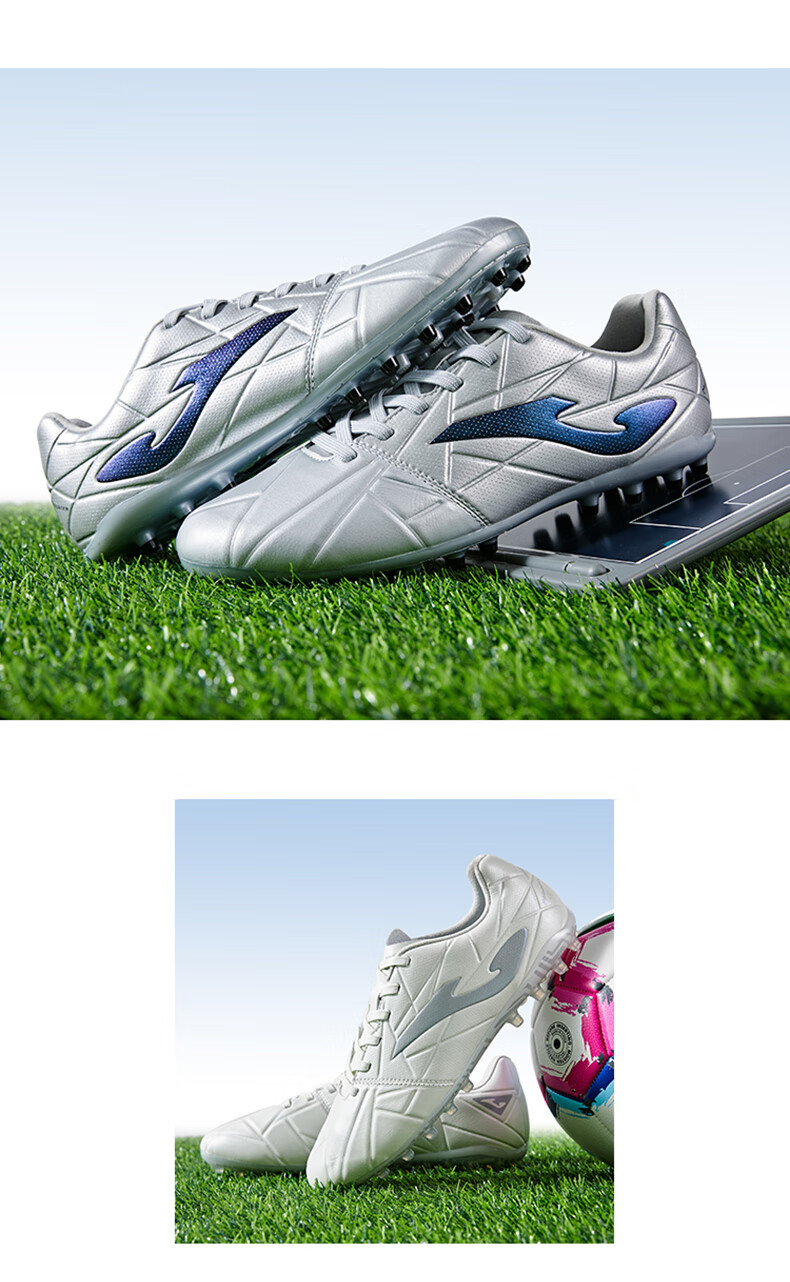 JOMA Kangaroo Leather Soccer Shoes for Men, MG Short Studs, Non-Slip, Wear-Resistant, Professional Football Training Shoes, White, Size 43 13