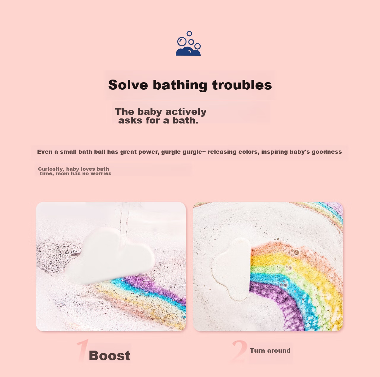 Bodcrme Cute Bath Bombs 5 Pieces 315g (Children's Bath Balls, Baby Bath Bombs, Bubble Bath Balls, Shower Balls) 22