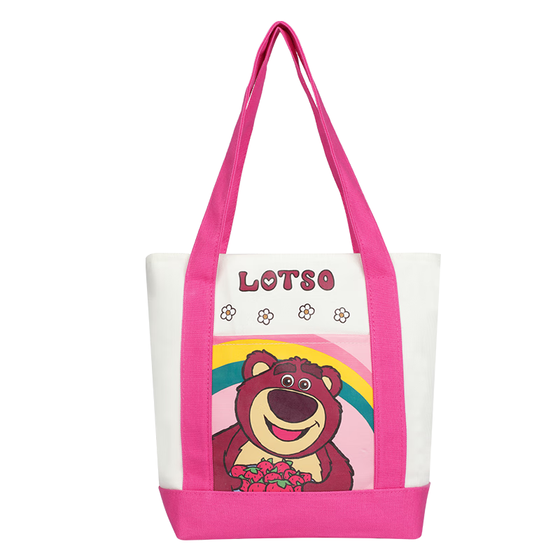 Disney Handbag, Women's Canvas Tote Bag, Cartoon Canvas Bag, Strawberry Bear Purse, Commuter Small Bag, Birthday Gift for Wome