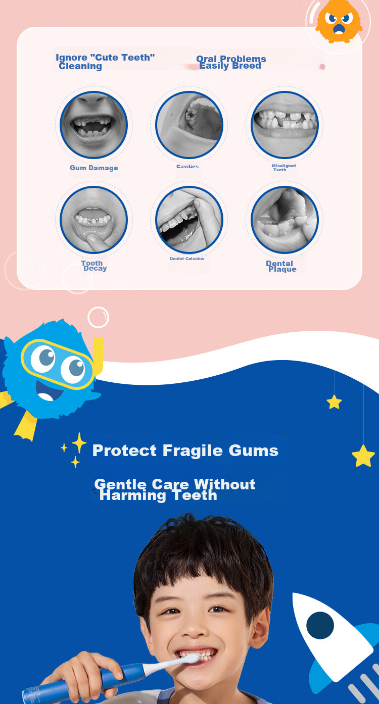 PHILIPS Children's Electric Toothbrush, Mengya Customized Exclusive Design with 2 Modes, 2 Customized Brush Heads for Kids, Birthday/children/students Gift HX2432/02 Pink 3