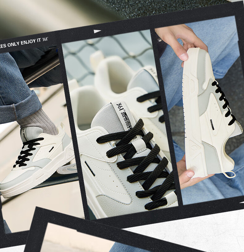 361° Men's Sports Shoes Spring Summer New Retro Leather Basic White Casual Sneakers 672616618-2 19
