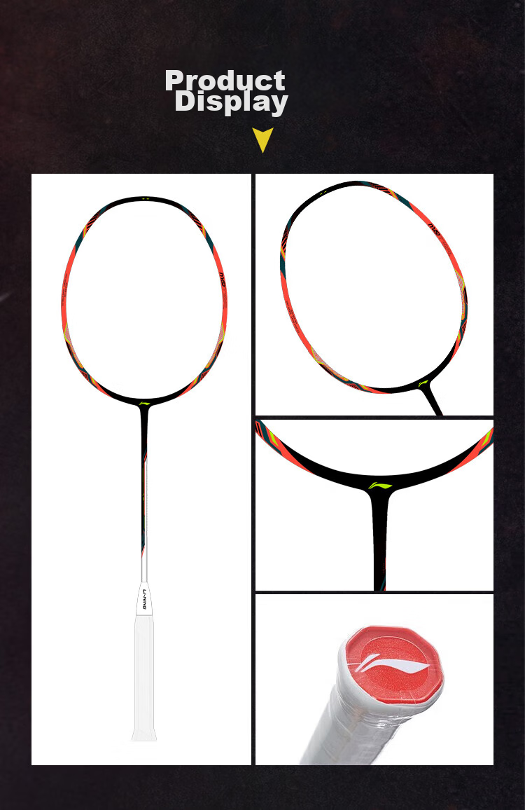 Li-Ning Badminton Racket, Zhanji Xiaoma Da, Full Carbon Fiber, Fluorescent Fruit Pink, 4U Unstrung Racket, AYPU075-4 7