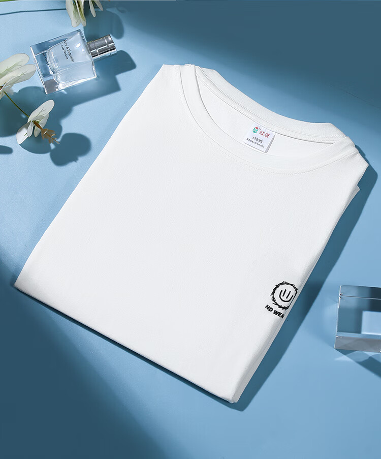 Hodo Men's Summer Pure Cotton Short Sleeve Printed Breathable Base T-Shirt Tech White 180/105 2