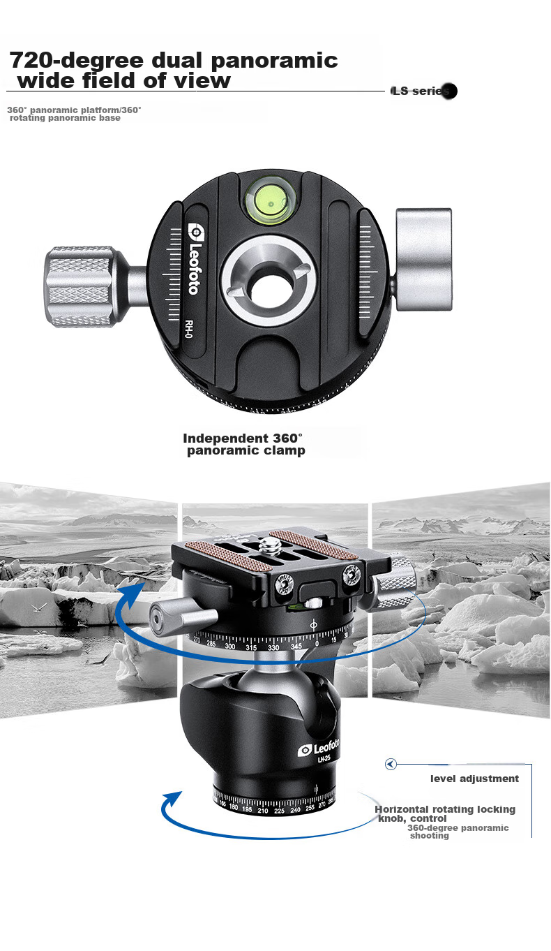 Leofoto Tripod, Carbon Fiber Phone Stand, Canon Nikon Sony Camera Lens Photography And Videography Tripod with Ball Head Kit LS-225C+LH 15