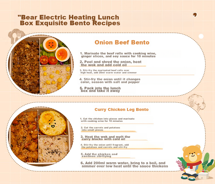 Bear Electric Food Warmer, Heating Lunch Box, Insulated Food Container, 1.0L Waterless Portable Low-Noise Constant Temperature Non-Stick Inner Pot Divided Lunch Box DFH-D10Q1 1
