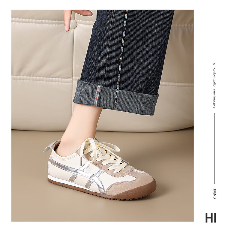 ZHR Ballet Flats for Women, Versatile Lightweight Sports Shoes, Comfortable Flat Casual Shoes, Thin-Soled Genuine Leather Forrest Gump White Sneakers 10