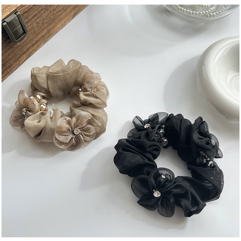 Xiangwan Hair Ties, Elegant Floral Hair Bands for Women, Stylish Bun Ties, High-Elasticity Hair Rings, Birthday Gift for Girls 4