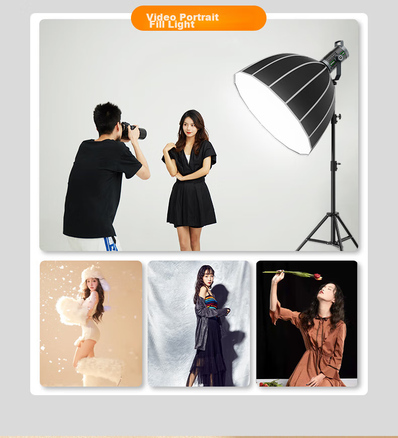 Beiyang 500W Live Streaming Fill Light, Photography Spherical Light, Soft Light, Internet Celebrity Host Beauty Light, Studio Photography Light, Video Shooting Constant Light 500BI 9
