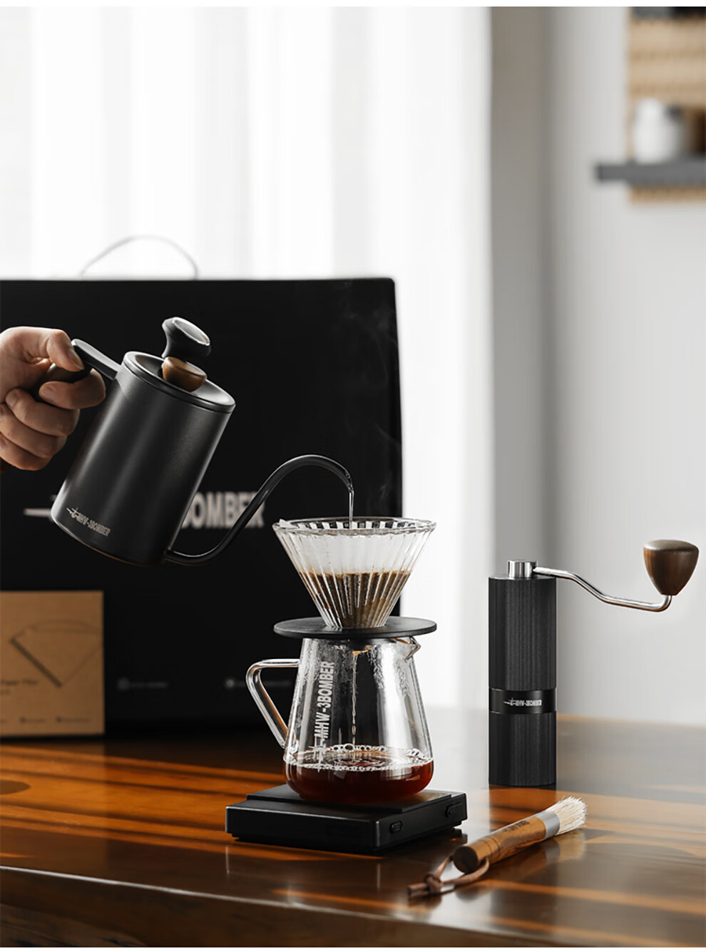 MHW-3BOMBER Coffee Bean Storage Canister, Moisture Monitoring Double-Layer Storage Container with Stainless Steel Measuring Spoo 26
