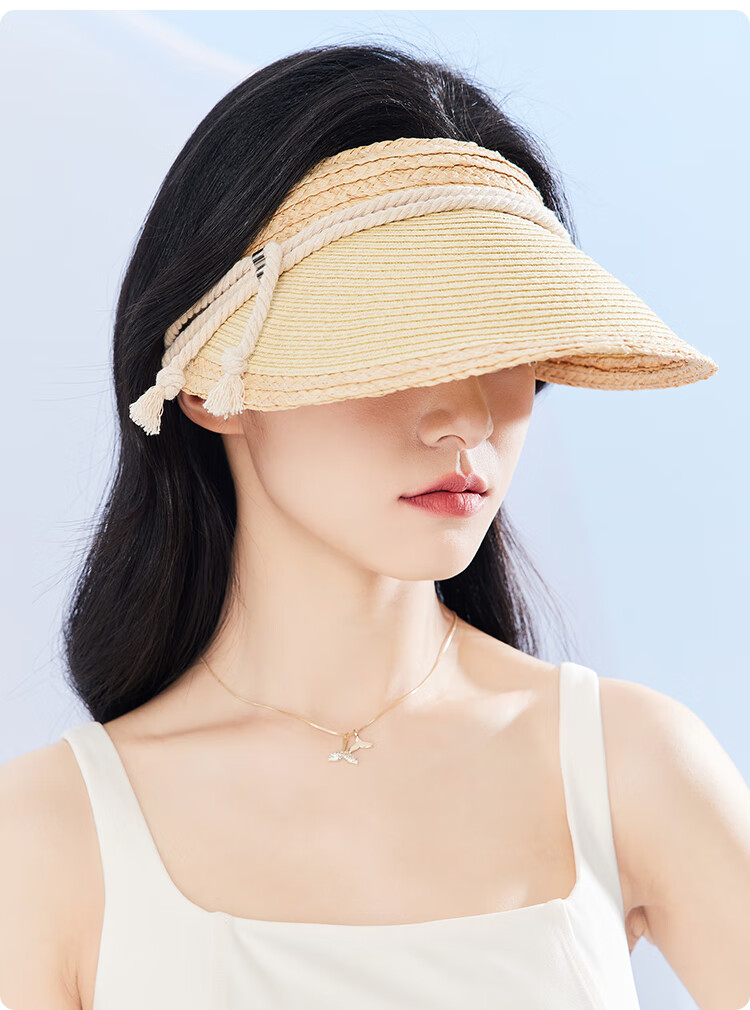 JIUMU Women's Sun Hat, Visor Cap, Straw Hat, Cool Hat, Summer Outdoor Face-Covering Hat for Women CW137 12