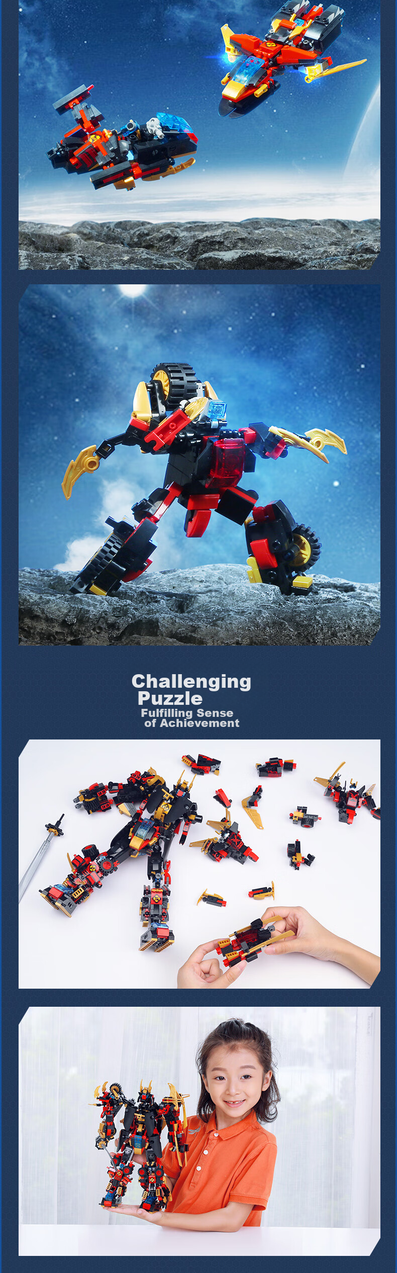 ENLIGHTEN Building Blocks, Children's Assembly Toy, Transforming Robot Mecha, Birthday Gift for Boys Aged 6-12, Xingmeng Wushe 5