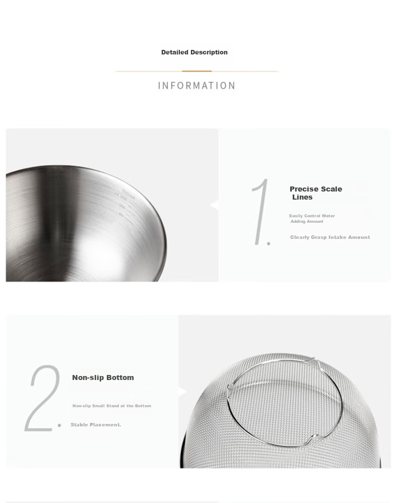 Dipuer 304 Stainless Steel Colander, Draining Basket, Kitchen Fruit Washing Basin, Water Strainer, Rice Washing Tool, Rice Sieve 18