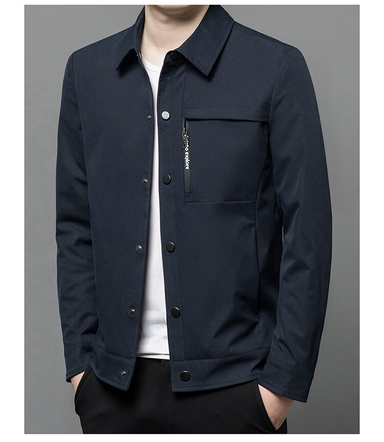 Aidengbao Edenbo Men's Business Jacket, Autumn And Winter Lapel Casual Hidden Button Jacket, Black, 190/104A(4XL) 12