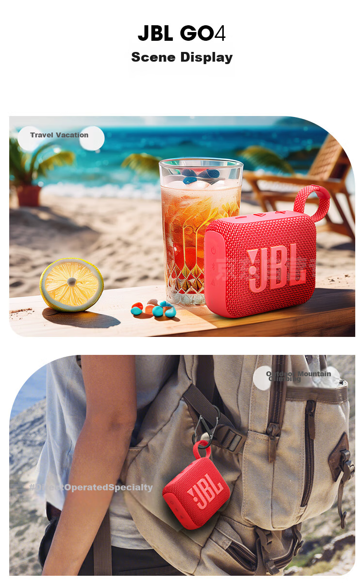 JBL GO4 Music Gold Brick Fourth Generation, Bluetooth Speaker, Outdoor Portable Speaker, Mobile And Computer Speaker, Subwoofer, Cycling And Running, Gift Recommendation, Jazz Blue 12