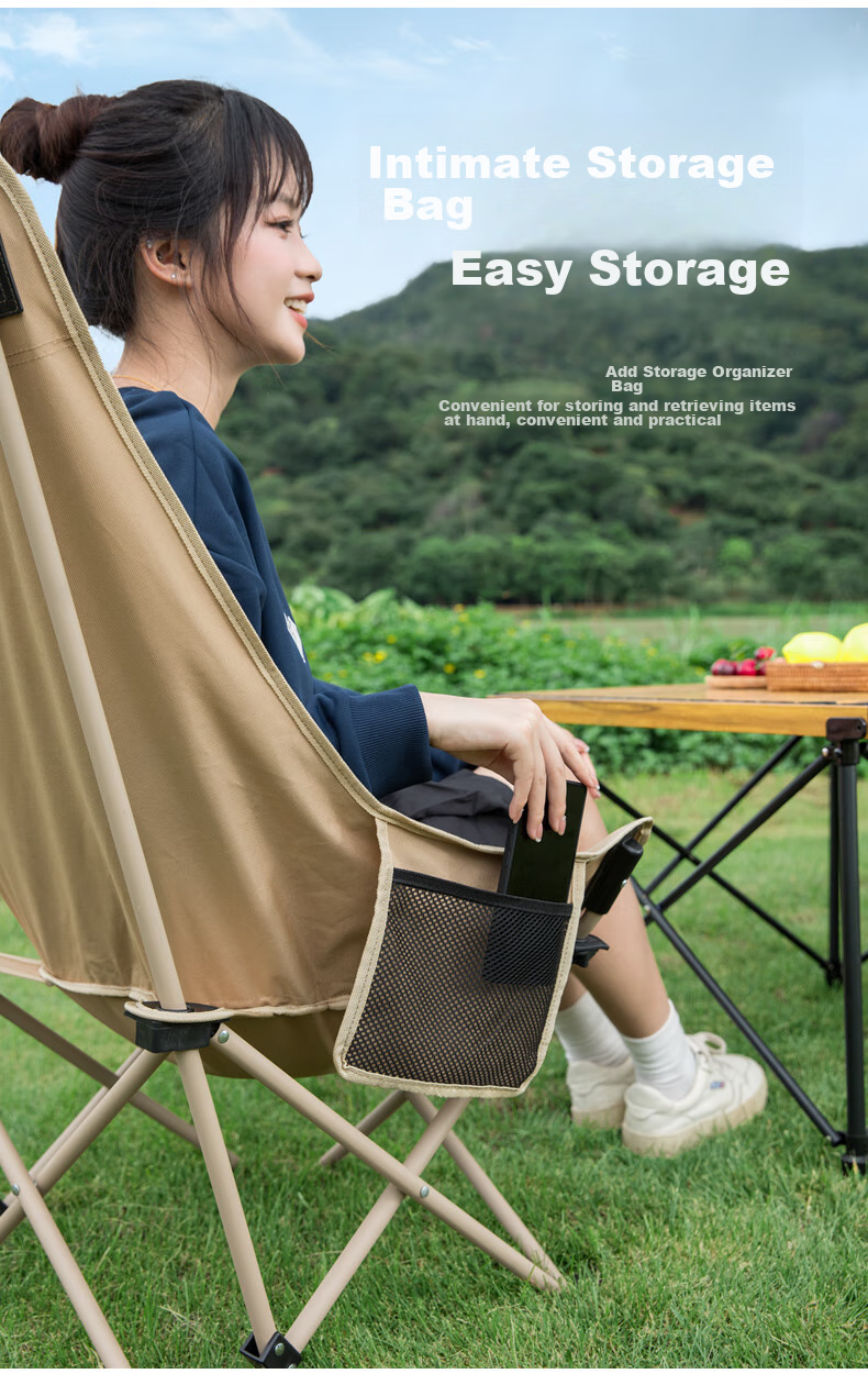 Camel Outdoor Folding Chair Moon Chair Camping Picnic Chair Beach Portable Stool Outdoor Sketching Fishing Chair D080C 7