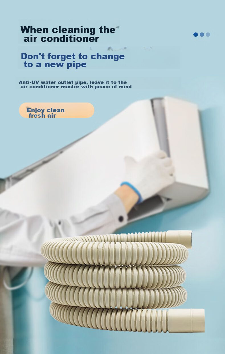 Gelinglan Air Conditioner Drainage Pipe Thickened Extension Tube Anti-Aging Outdoor Unit Drainage Condensation Water Hose for Gree Midea Haier Air Conditioner Accessories with Clamp 5 Meters GS-5 1