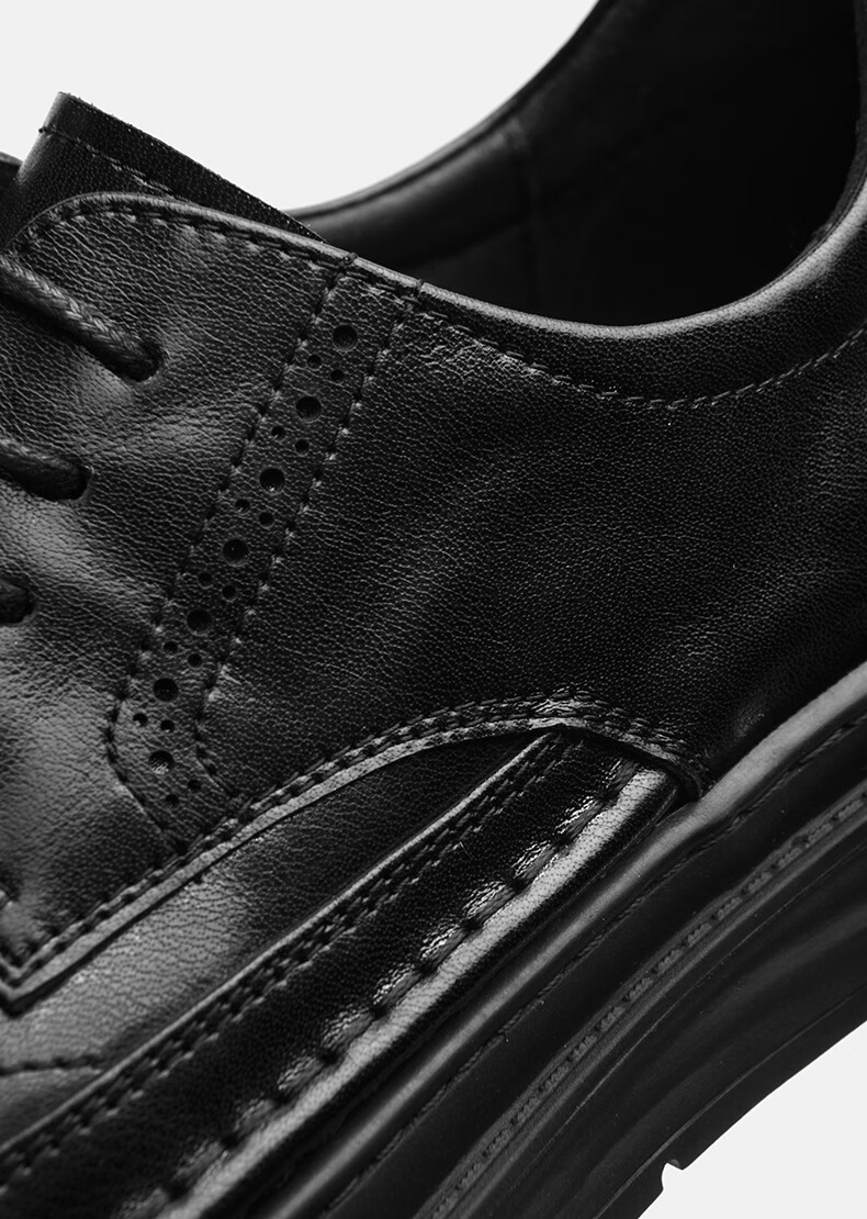 HLA Men's Business Casual Soft Sole Height Increasing Brogue Leather Shoes HAAPXM1DAV061 Black Size 38 14