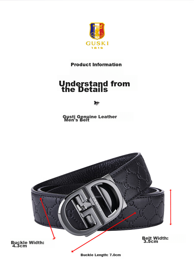 GUSKI Men's Genuine Leather Belt with Automatic Buckle, High-Quality Gift Box, Birthday Present for Boyfriend Or Husband 8