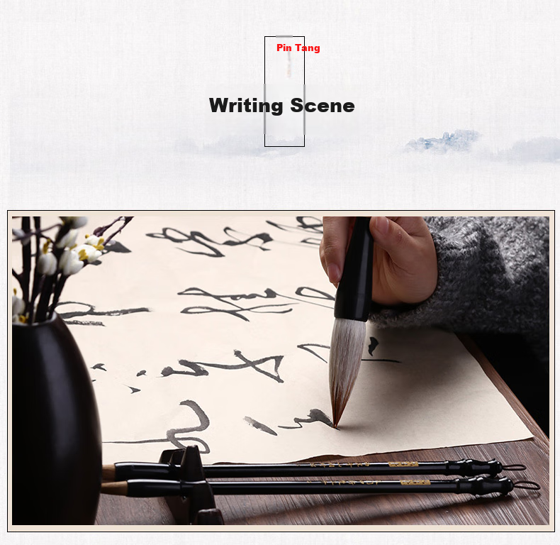 Liupintang Calligraphy Brush Set for Students, Beginners, And Adult Writers - Large, Medium, Small Regular Script Brush Kit with Wolf And Goat Hair [Medium-Sized Brown Bamboo Brush (1 Piece)] 13