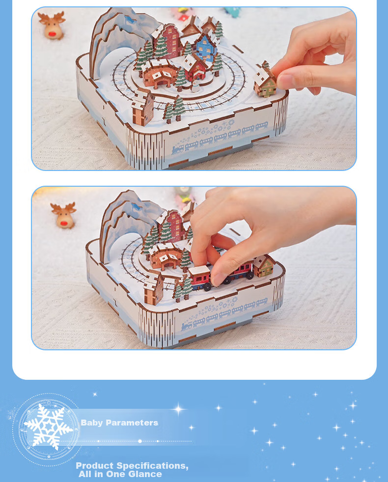 Tongqu Beiguo Lize Train Music Box, Assembly Building Blocks Toy, Musical Puzzle Model Ornament, 3D Puzzle, Birthday Gift 7