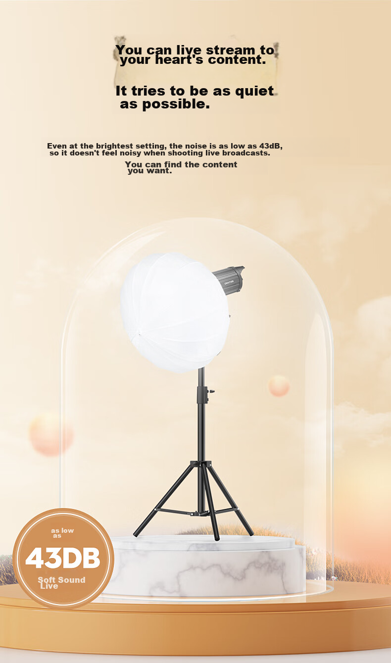 Beiyang Live Streaming Photography Fill Light, 200W Live Streaming Light, Professional Spherical Influencer Host Lighting, LED Soft Light, Studio Photography Light, Video Top Light, Octagonal Soft Box Light 9