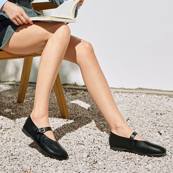 Bata Mary Jane Women's Spring Retro Textured Sheepskin Soft-Soled Flats