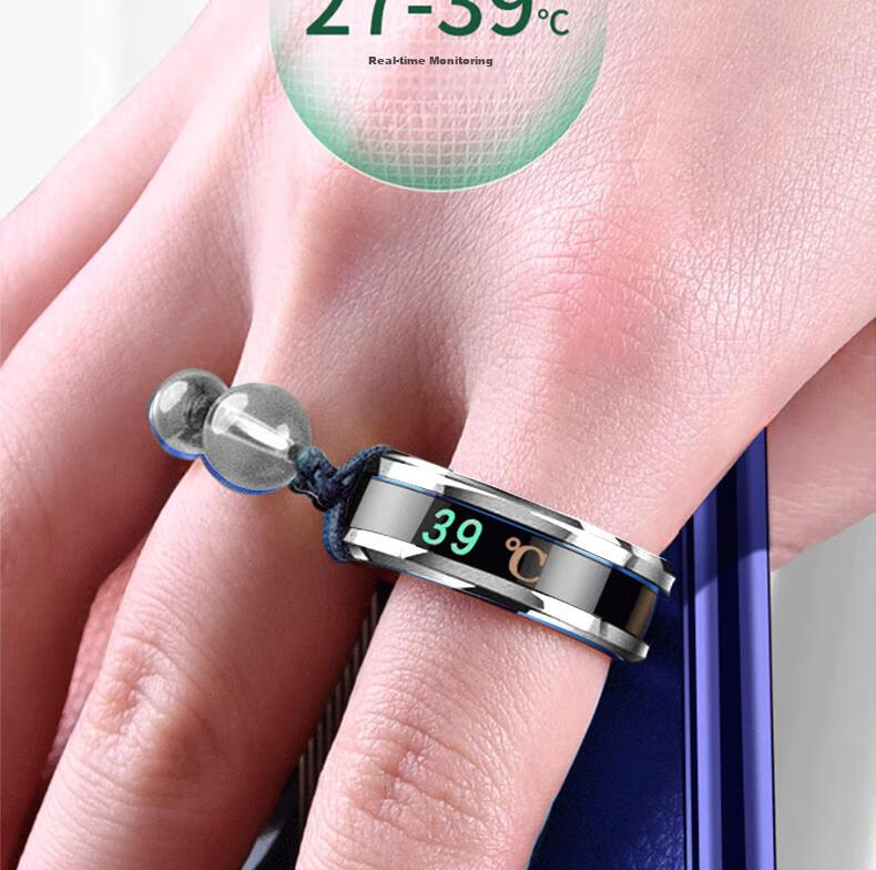ESCASE Titanium Metal Smart Temperature-Sensing Detachable Ring Buckle Phone Strap Pendant for Men And Women, U Disk Charm Couple's Phone Accessory XR-02 Pro Health Blue Two-Pack 5