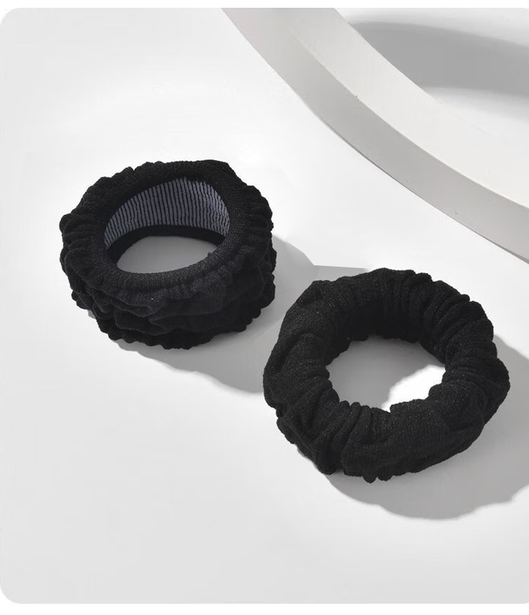 Yefili 10-Pack Thickened Scrunchie Hair Ties High Elasticity Ponytail Bun Hair Bands Black 2