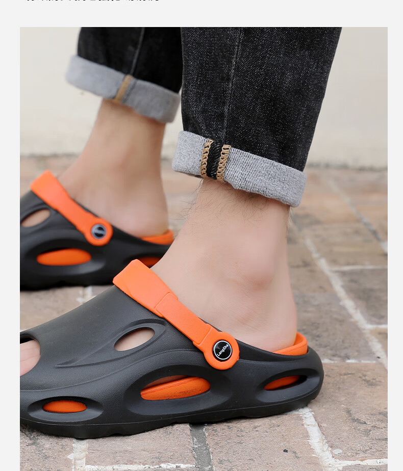 LangSha Men's Perforated Sandals, Outdoor Driving Sandals, Thick-Soled Non-Slip Slippers with Comfortable Feel for Beach Wear 5