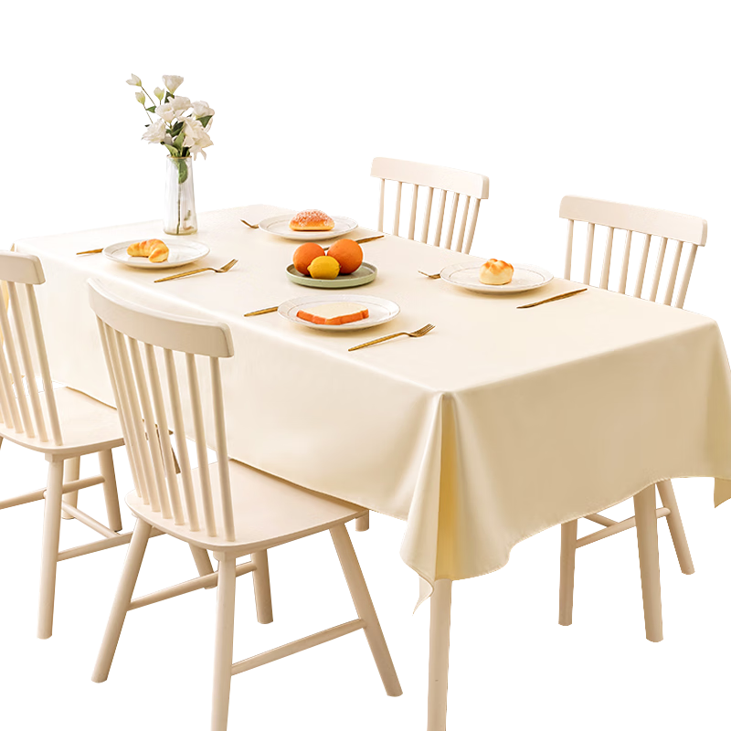 JD Original Large White Tablecloth, Waterproof And Oil-Resistant, Washable Fabric Table Cover, Thickened Table Mat for Dining Table And Coffee Table, 137x180cm