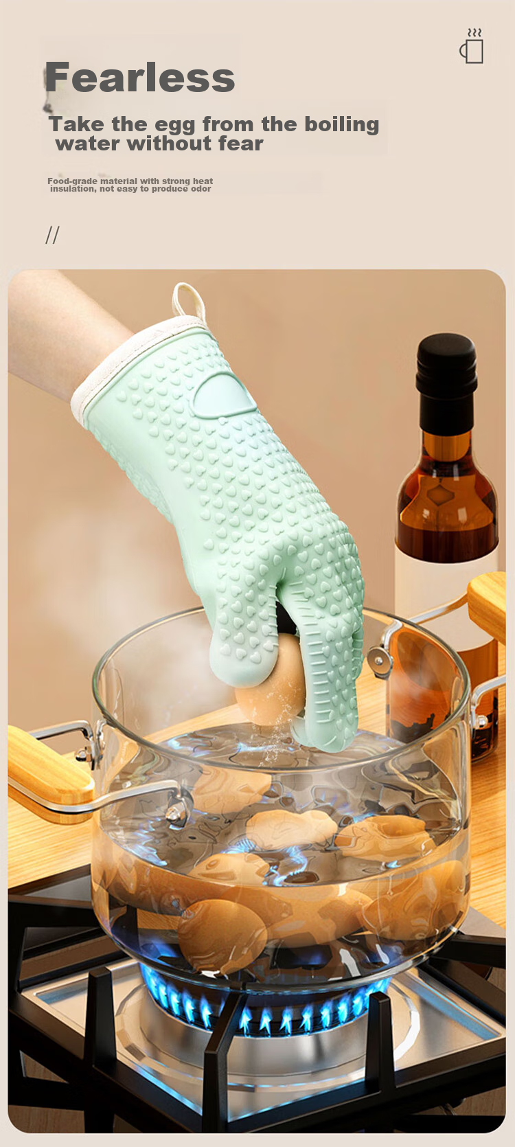 Jekero Five-Finger Thick Heat-Resistant Gloves, Insulated Anti-Scalding Gloves for Kitchen, Microwave Oven, Baking Oven, Specialized Thick Non-Slip 4