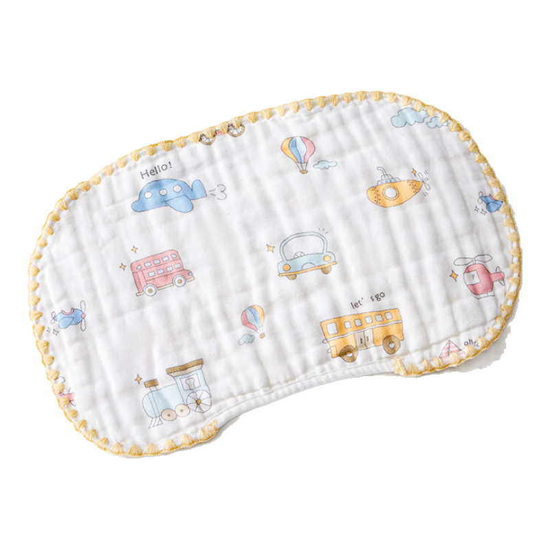 Shiyuejiejing Baby Flat Pillow, 10-Layer Newborn Pillowcase, Pure Cotton Breathable Cloud Piece Pillow, 0-3 Months, Global Travel, 25*39