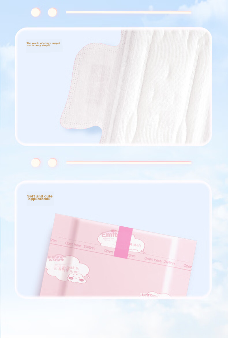 SPACE 7 Girls' Ultra-Thin Breathable 100% Pure Cotton Skin-Friendly Extra Long Overnight Sanitary Napkins, 338mm, 12 Pieces [New National Standard Certified] 10