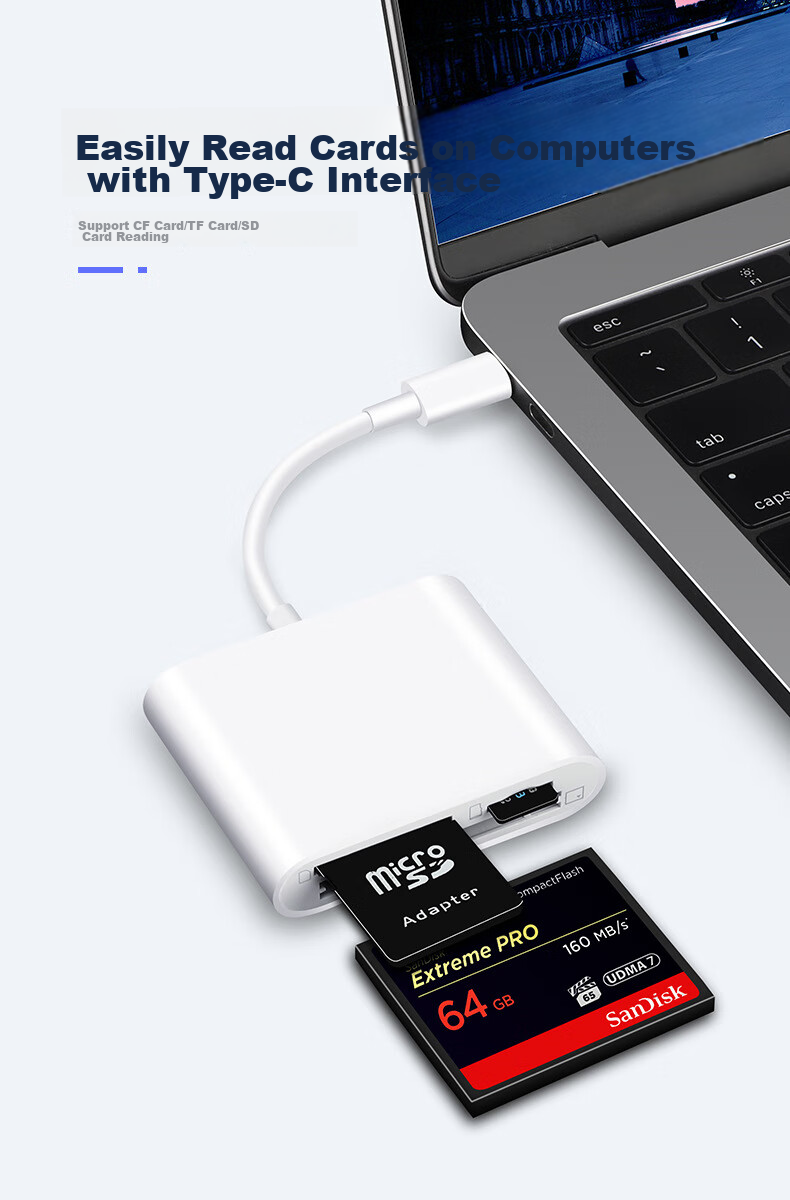 LinkStone Type-C Multi-Function Three-In Card Reader, High-Speed Reading And Writing for Type-C, Supports TF/SD/CF And Other Phone Cards And Camera Cards 6