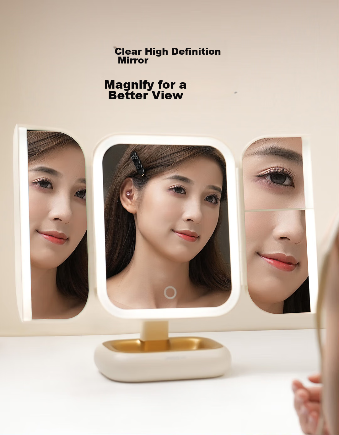 DOCO LAB Mirror Makeup Mirror with Light, Foldable, Magnifying LED Makeup Mirror for Dorm Bedroom Dressing Table Desktop Large High-Definition Smart Beauty Mirror, Birthday Gift for Women, Gift for Wife 13