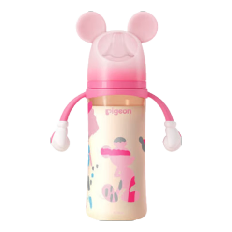 Pigeon PPSU Disney Double-Handle Bottle 330ml LL Size Nipple, Minnie Impression, 9+ Months+, AA240