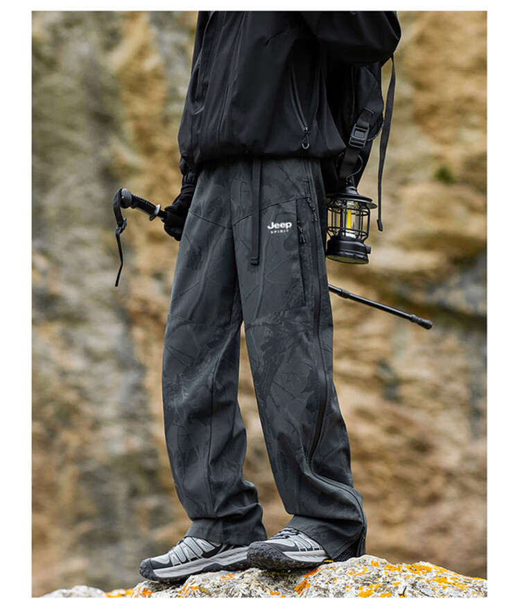 JEEP SPIRIT Men's Pants, Autumn And Winter Workwear Casual Trousers, Loose Straight-Leg Tactical Sports Trendy Hiking Pants 8