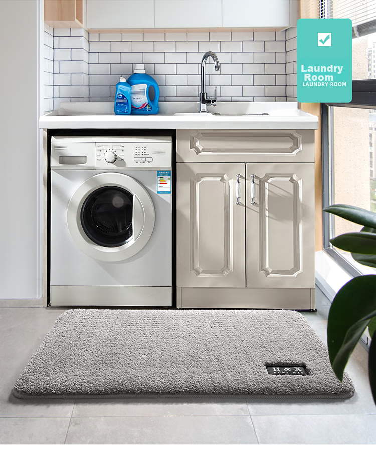 Huaxu Household Bathroom Absorbent Mat, Non-Slip Mat for Bathroom Entrance, Toilet Foot Mat, Door Mat for Entryway And Bedroom, Gray, Size 58 17