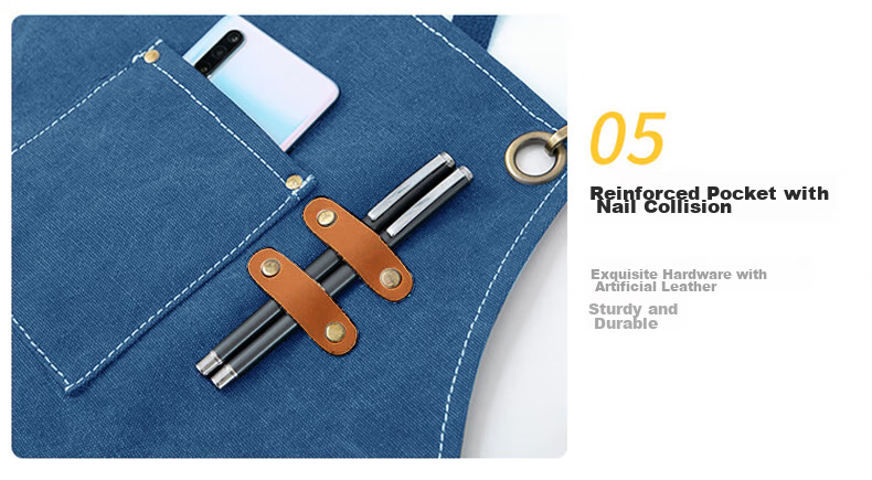 Canjiangjun Fashion Home Apron, Stain-Resistant And Oil-Proof Canvas, Thickened And Wear-Resistant, for Restaurant, Hairdresser, Bubble Tea Shop Work Uniform, Blue 10
