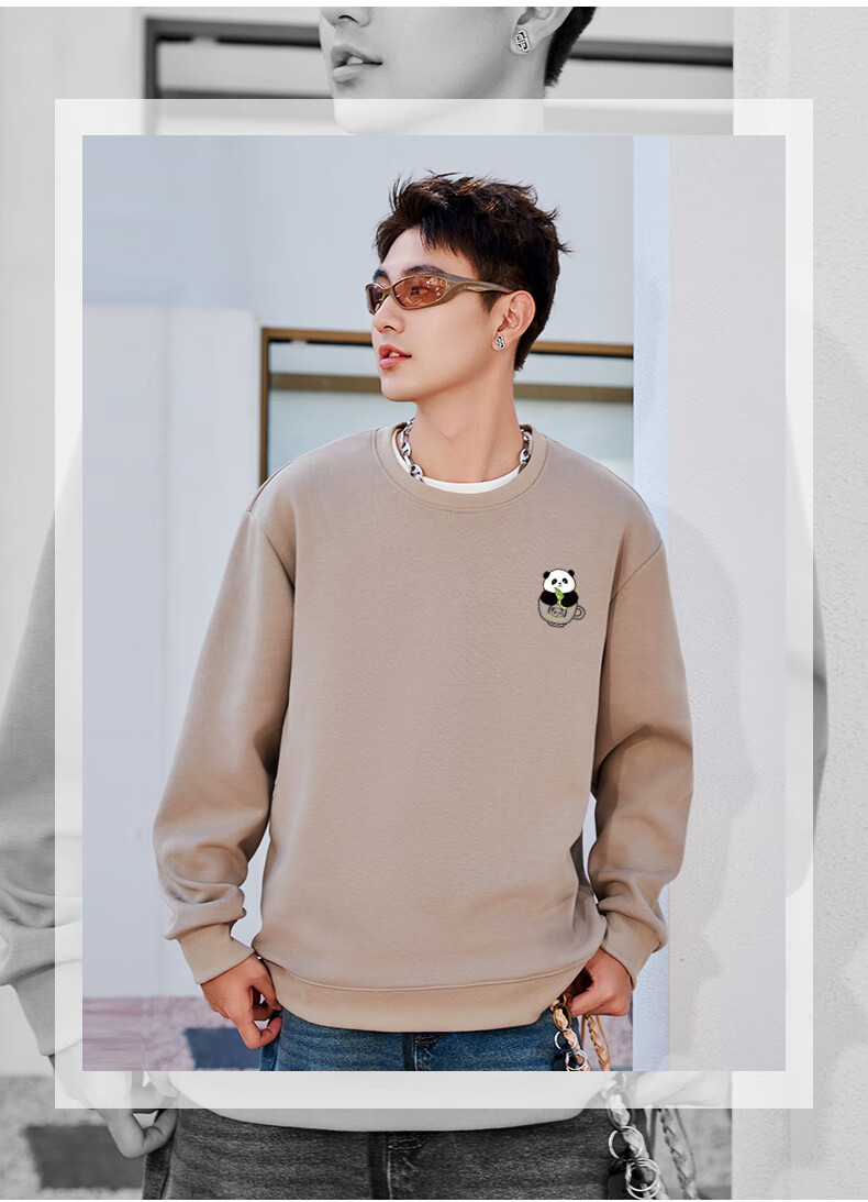 Baleno Ins Style Heavyweight Hoodie Men Autumn White Simple Loose Fit Large Size Crewneck Pullover Basic Trendy Sweatshirt 9
