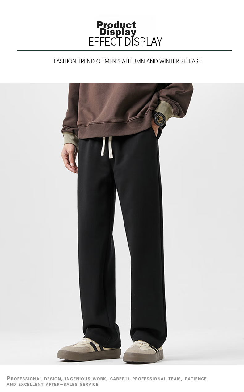 MMOPTOP Japanese-Style Casual Pants for Men, Summer Lightweight Simple Loose Straight Wide-Leg Sports Trousers K006 Black 2XL 11