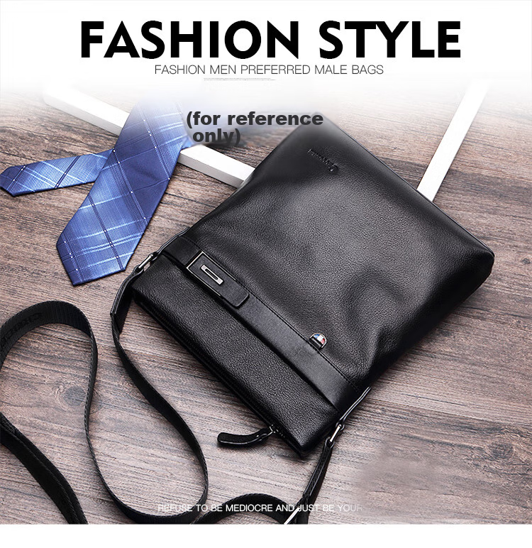 CROCODILE Top-Grain Leather Shoulder Bag, Men's Crossbody Bag, Business Casual Men's Bag, Birthday Gift, 2052 Black, for Boyfriend 2
