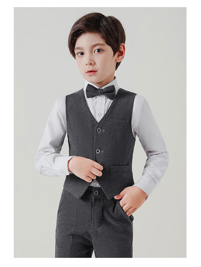 Luomeng Children's Suit Set for Boys, Spring And Autumn Formal Wear for Flower Boys And Hosts, Boy's Suit, Gray, Size 160 17