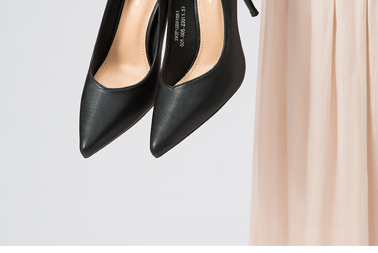 SPIDER KING Women's High Heel Shoes Stiletto Commuter Pointed Toe Versatile Professional Work Leather Shoes Black Size 38 5