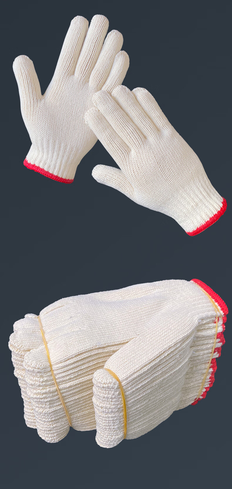Shengfang Gloves, Labor Protection, Wear-Resistant, Work Anti-Slip, Thickened Cotton, White Cotton Yarn, Construction Site Gloves, 700G Thickened, 24 Pairs 8