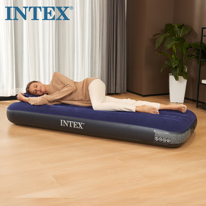 INTEX Inflatable Mattress Car Bed Nap Folding Bed Hospital Companion Single Air Mattress Outdoor Moisture-Proof Mat 64756D