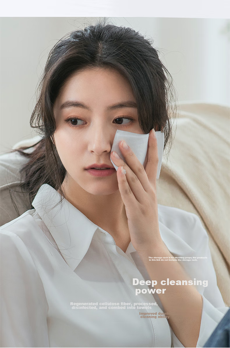 Grace Disposable Facial Cleansing Wipes, Thick Pearl Texture, for Face Washing And Makeup, Wet And Dry Use, Soft Tissue for Women, 60 Pieces 4