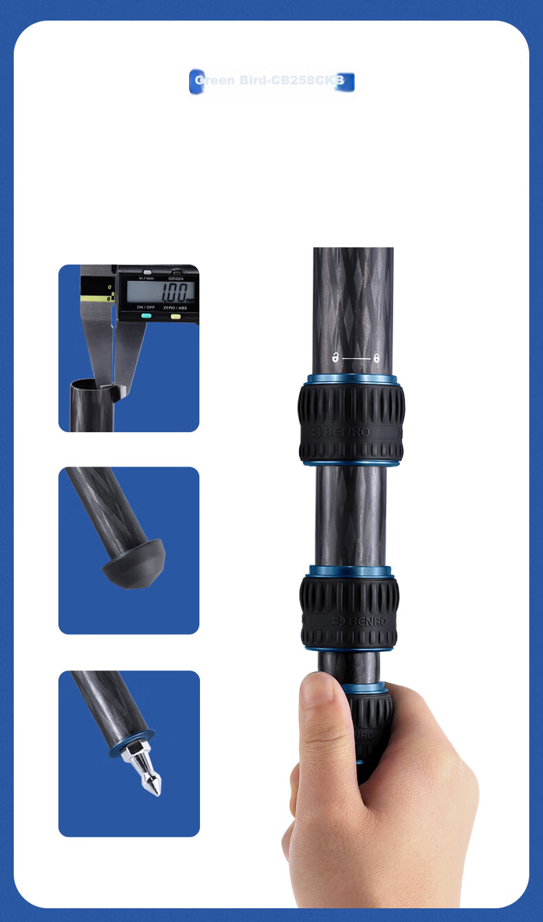 Benro CB259CFK, Professional Photography And Video Live Streaming Dual-Level Tripod with Handle, Hydraulic Head, Mirrorless And DSLR Camera Portable Plate Clamp Flat Tube Carbon Fiber Tripod Kit 12